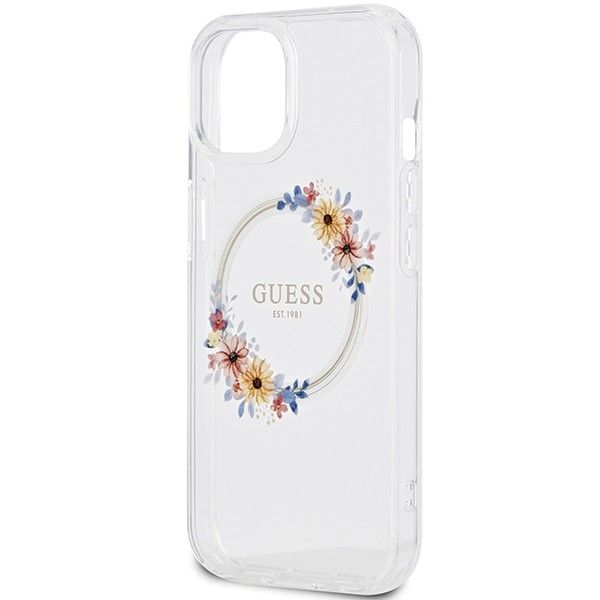 Husa Protectie Originala Guess Compatibila MagSafe Flower Wreath Iphone 15 - 2 | YEO